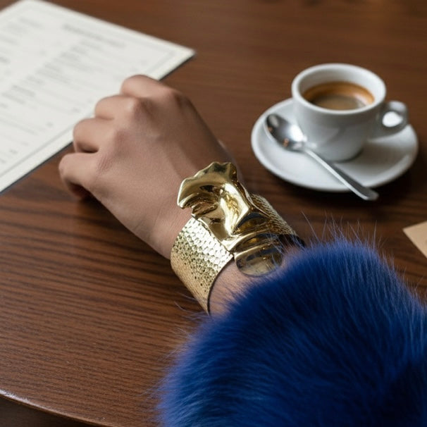 Mask Bangle in Gold – Statement Jewelry by BREA.LIFE