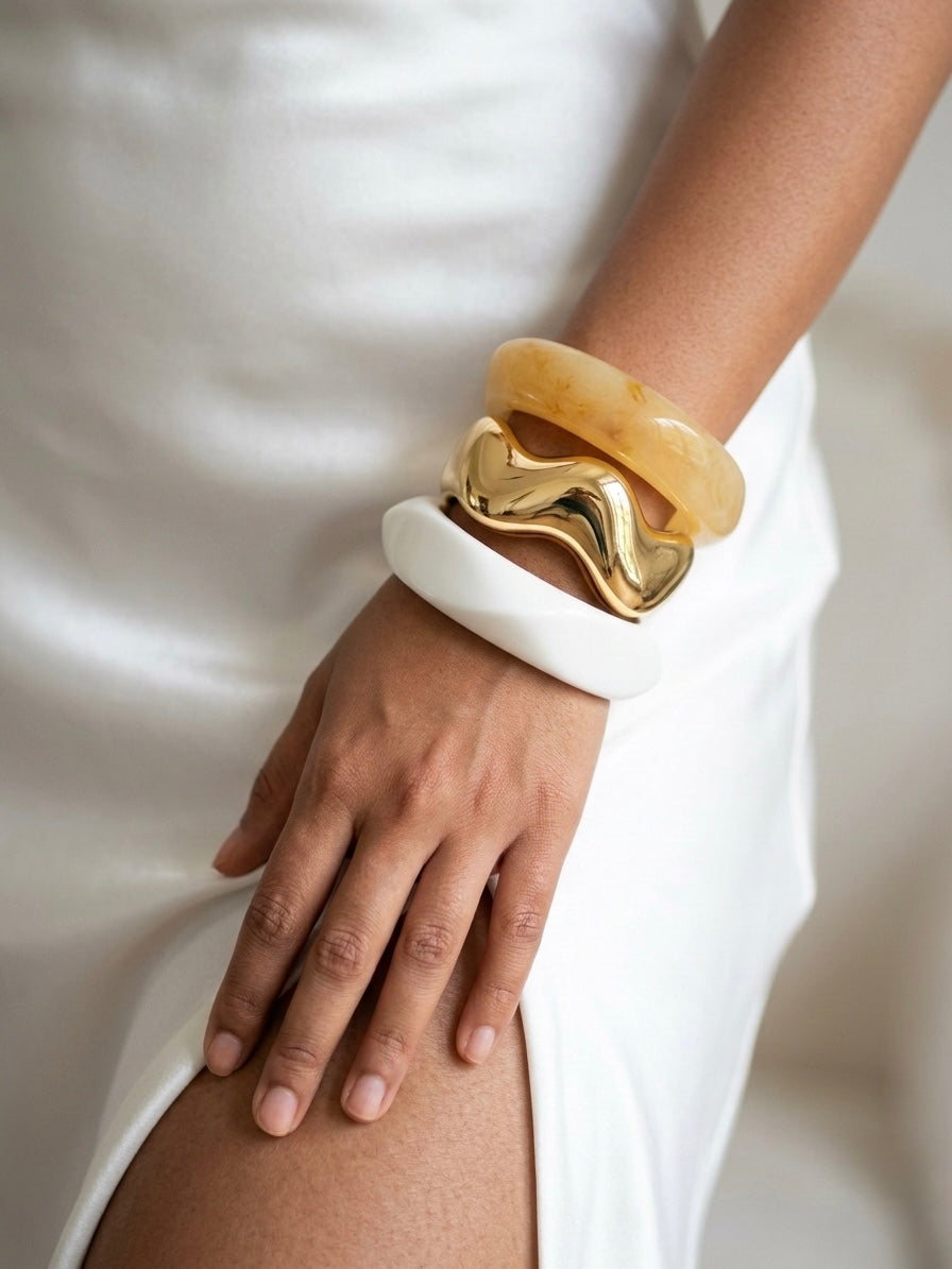 Pearl resin Bangles (Stack of 3)